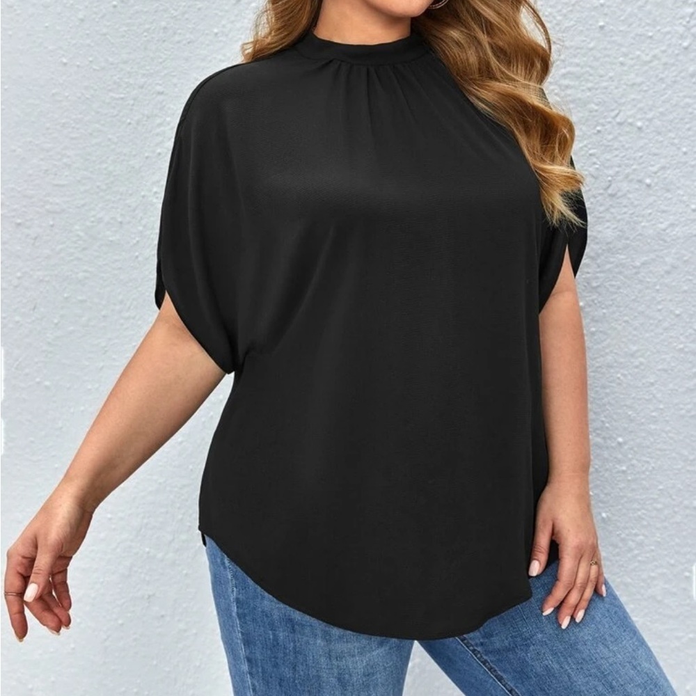 SHEIN tie neck elegant Black Blouse